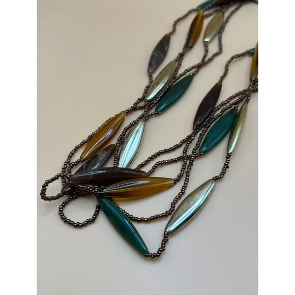 Earth tone beaded multi strand beaded necklace - Picture 2 of 3